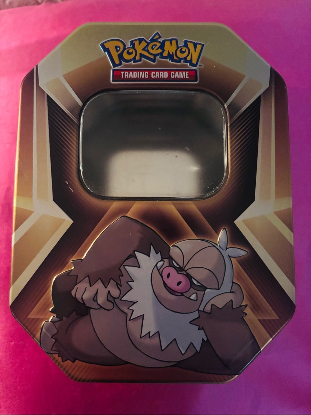 Pokemon Brown and Gold Trading Card Tin with Slakoth Artwork 🤎